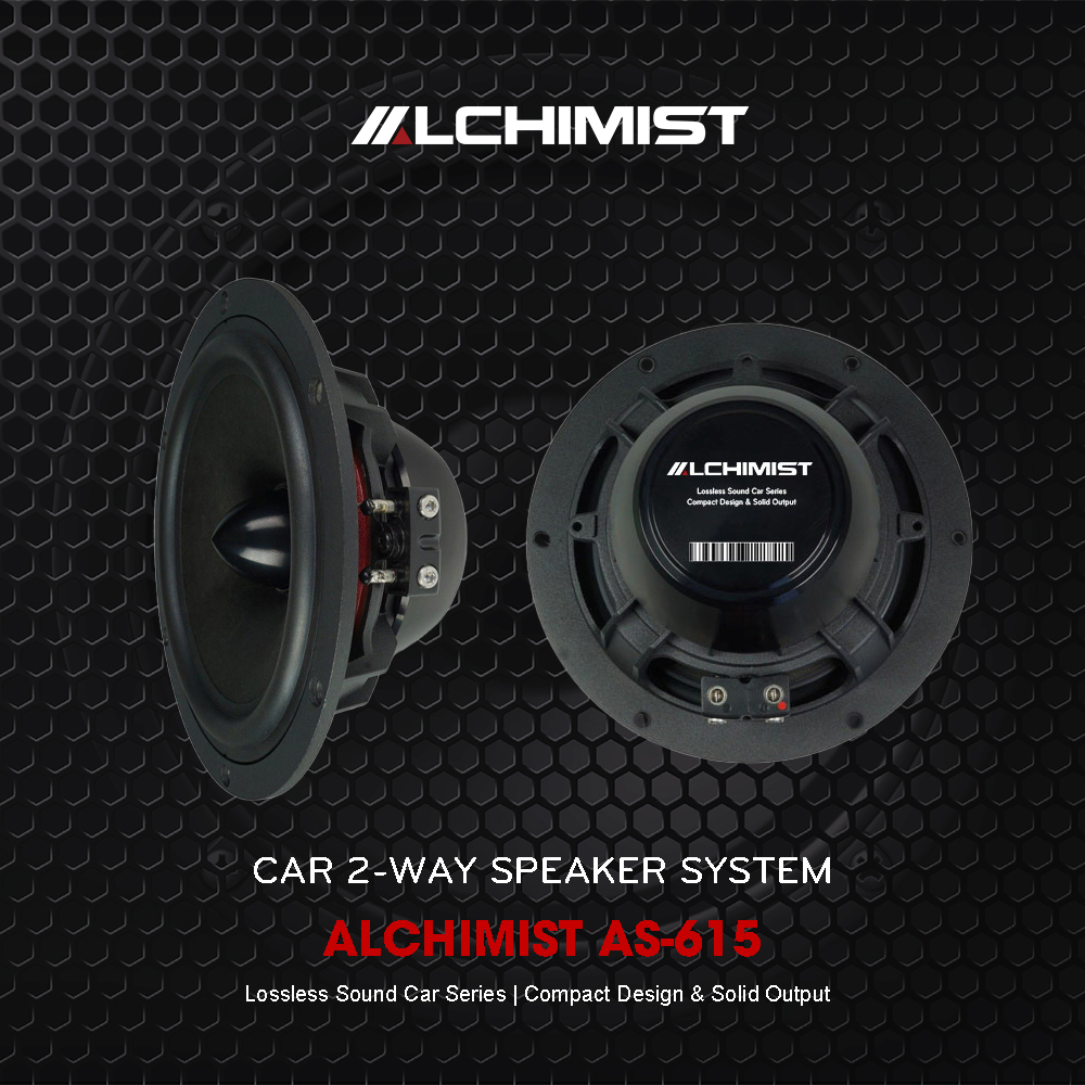 ALCHIMIST AS-615 Speaker Car 2-Way Speaker System Alchimist AS-615: Woofer for Low/Mid Frequencies and Tweeter for Highs